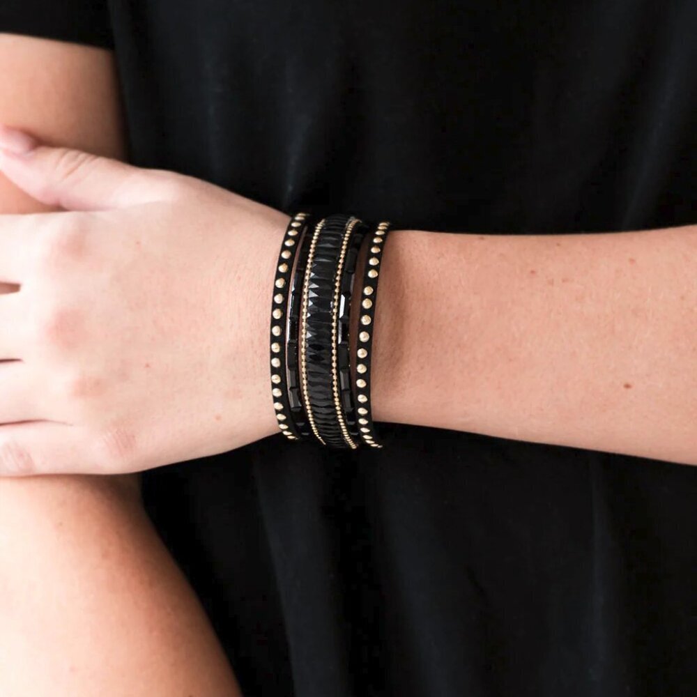 Paparazzi Jewelry Accessories - Rock Star Rocker - Gold Bracelet - Vintage